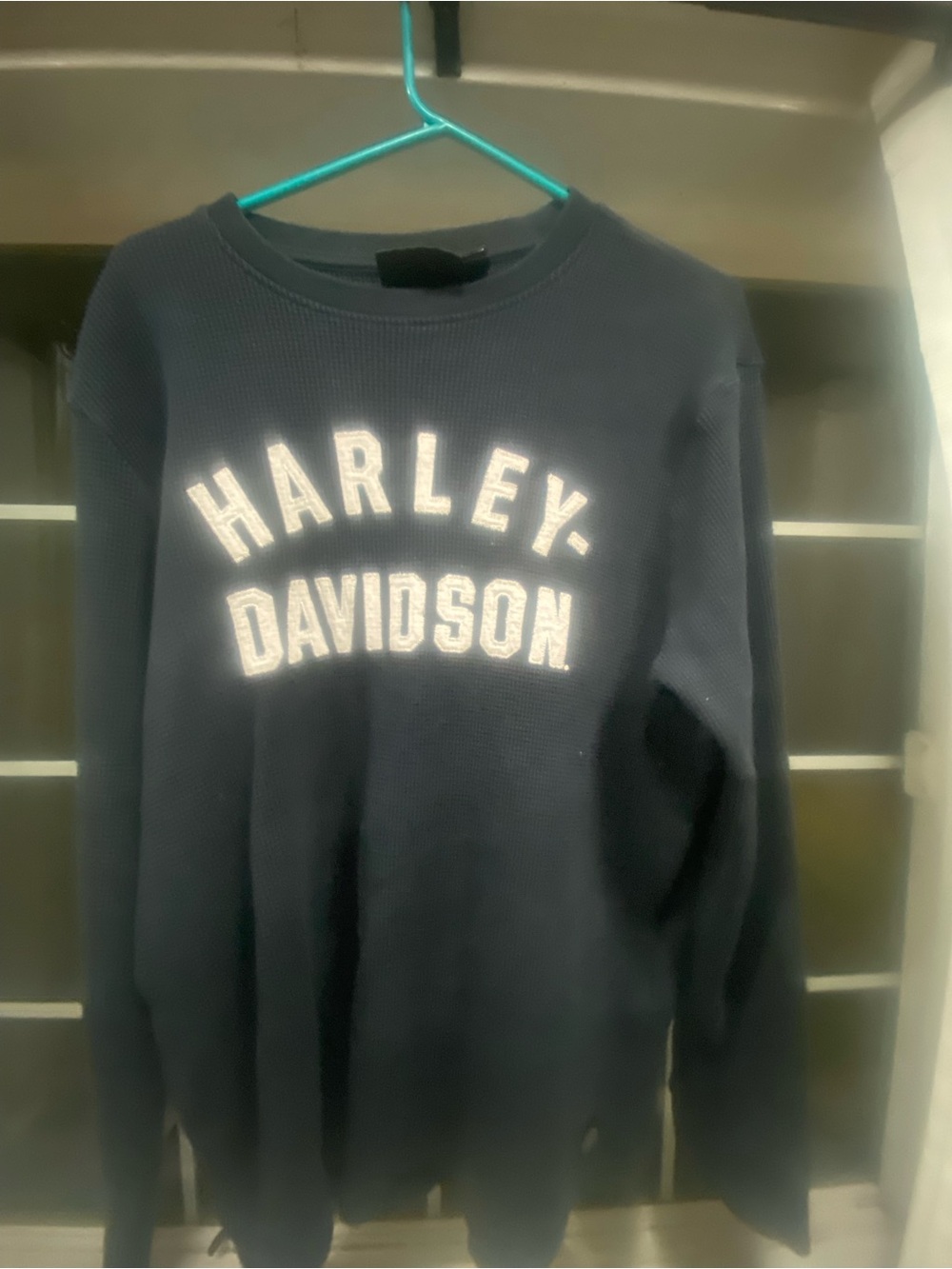 Harley-Davidson Navy Crewneck thermal  with White Arch Logo